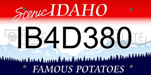 IB4D380 Idaho License Plate