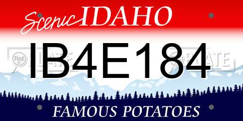 IB4E184 Idaho License Plate
