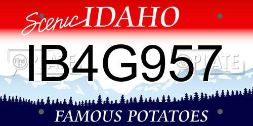 IB4G957 Idaho License Plate