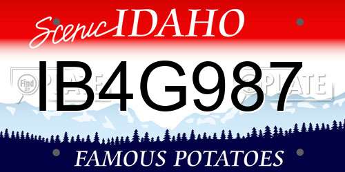 IB4G987 Idaho License Plate