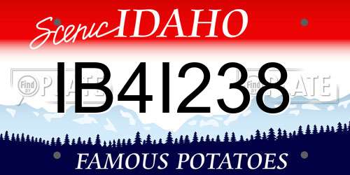 IB4I238 Idaho License Plate