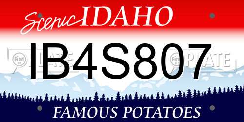 IB4S807 Idaho License Plate