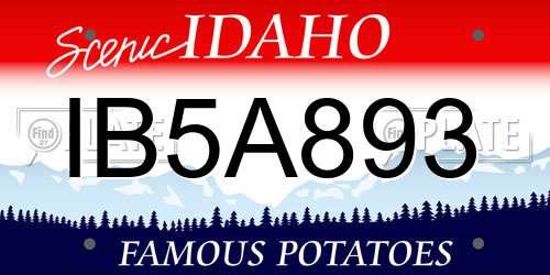 IB5A893 Idaho License Plate