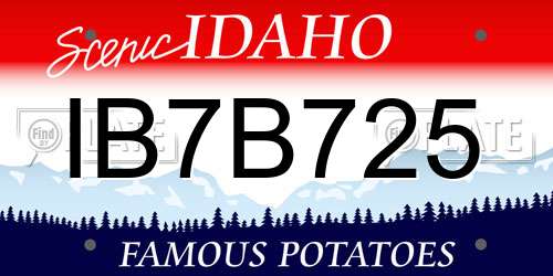 IB7B725 Idaho License Plate