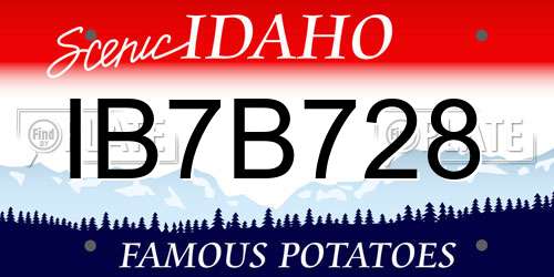 IB7B728 Idaho License Plate