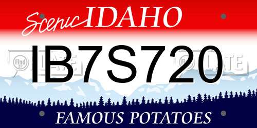 IB7S720 Idaho License Plate