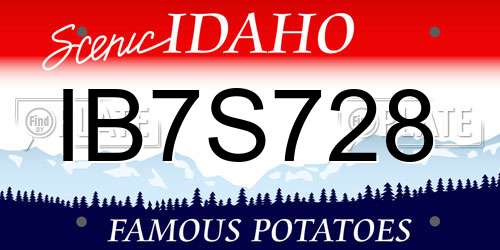 IB7S728 Idaho License Plate