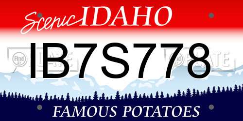 IB7S778 Idaho License Plate