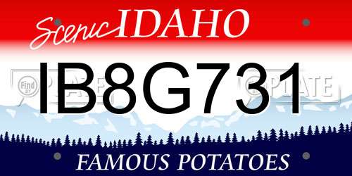 IB8G731 Idaho License Plate