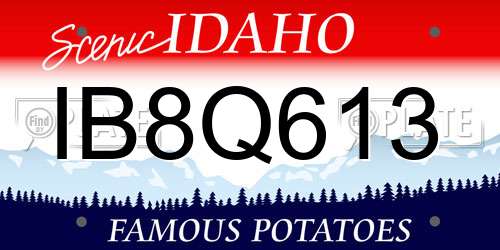 IB8Q613 Idaho License Plate