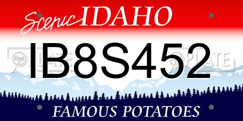 IB8S452 Idaho License Plate