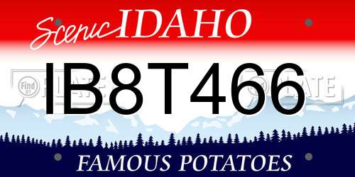 IB8T466 Idaho License Plate