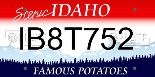 IB8T752 Idaho License Plate