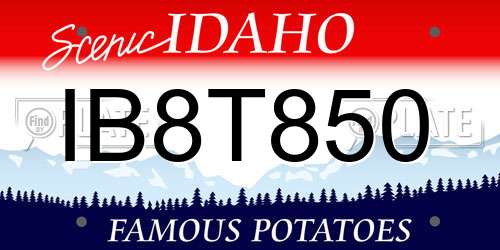 IB8T850 Idaho License Plate