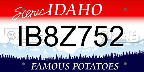 IB8Z752 Idaho License Plate