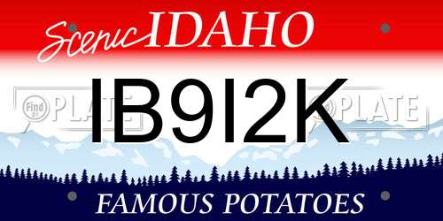 IB9I2K Idaho License Plate