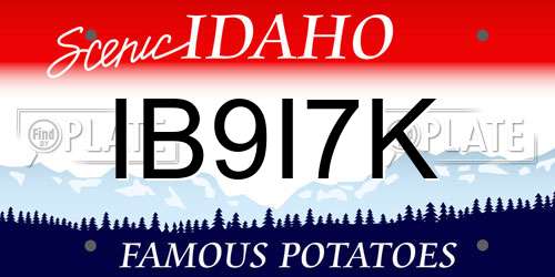 IB9I7K Idaho License Plate