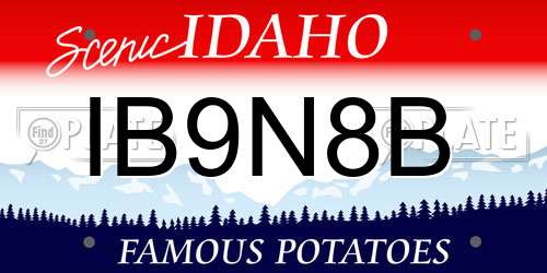 IB9N8B Idaho License Plate