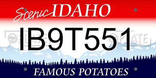 IB9T551 Idaho License Plate