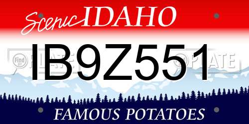 IB9Z551 Idaho License Plate