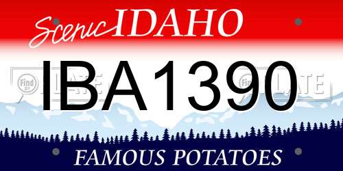 IBA1390 Idaho License Plate
