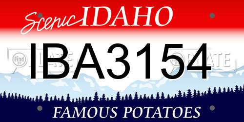 IBA3154 Idaho License Plate
