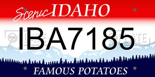 IBA7185 Idaho License Plate