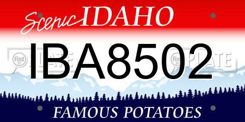 IBA8502 Idaho License Plate