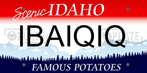 IBAIQIQ Idaho License Plate