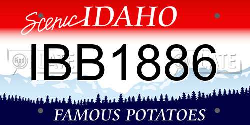 IBB1886 Idaho License Plate
