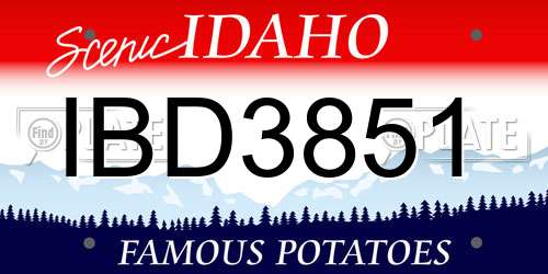 IBD3851 Idaho License Plate