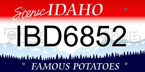 IBD6852 Idaho License Plate