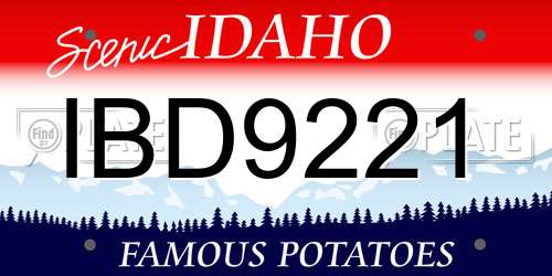 IBD9221 Idaho License Plate
