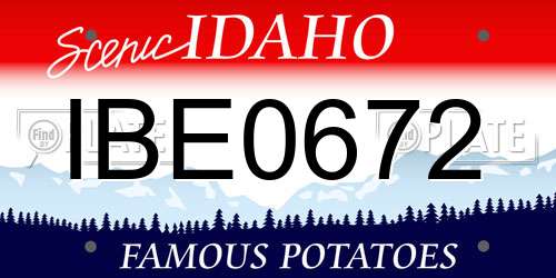 IBE0672 Idaho License Plate