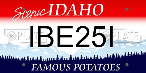 IBE25I Idaho License Plate