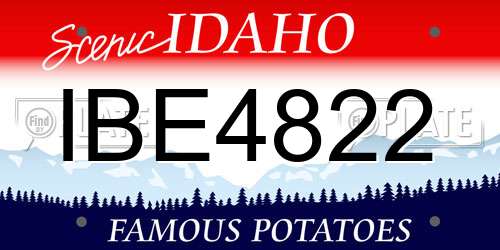 IBE4822 Idaho License Plate