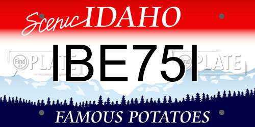 IBE75I Idaho License Plate