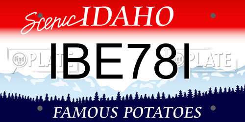 IBE78I Idaho License Plate