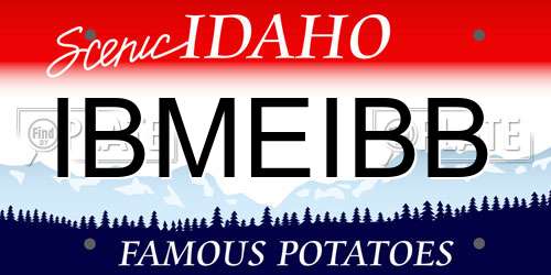 IBMEIBB Idaho License Plate
