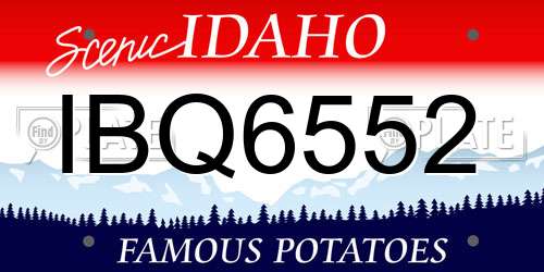 IBQ6552 Idaho License Plate