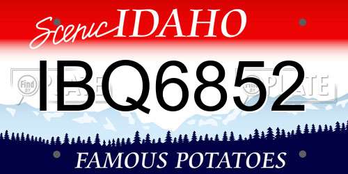IBQ6852 Idaho License Plate