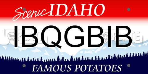 IBQGBIB Idaho License Plate