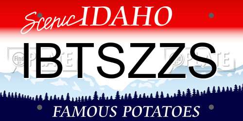 IBTSZZS Idaho License Plate