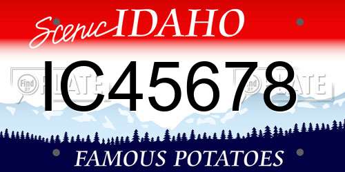 IC45678 Idaho License Plate