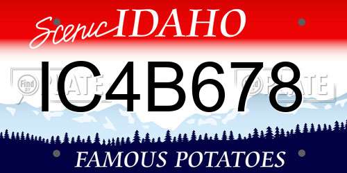 IC4B678 Idaho License Plate