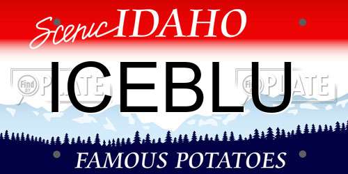 ICEBLU Idaho License Plate