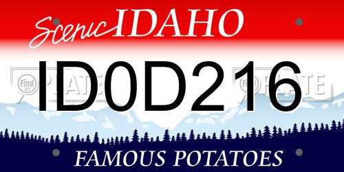 ID0D216 Idaho License Plate