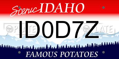 ID0D7Z Idaho License Plate
