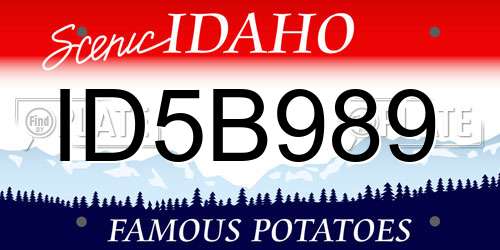 ID5B989 Idaho License Plate