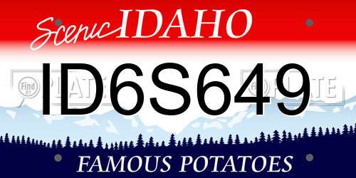 ID6S649 Idaho License Plate